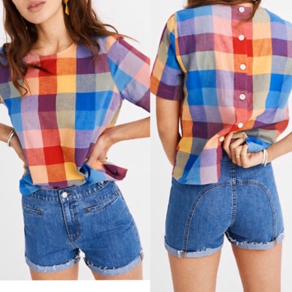Madewell Tops - Madewell Gingham Boxy Button Back Top